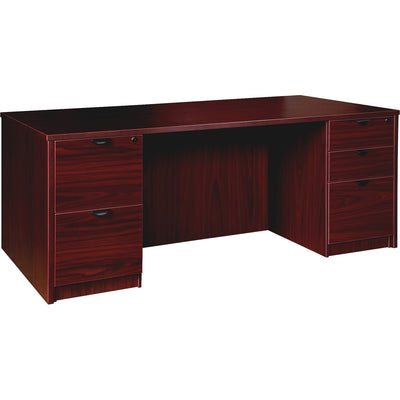 Lorell Prominence 2.0 Double-Pedestal Desk, Brown, LLRPD3672DPMY