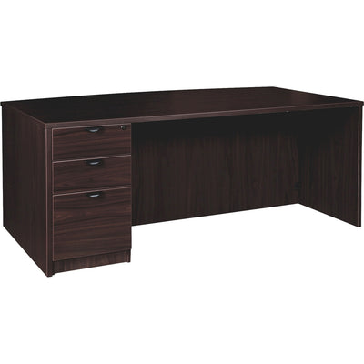 Lorell Prominence 2.0 Bowfront Left-Pedestal Desk, Brown, LLRPD4272LSPBES