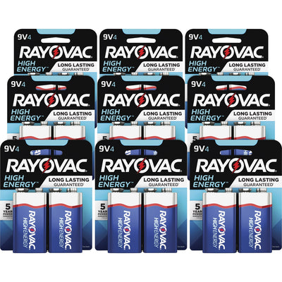 Rayovac High-Energy Alkaline 9-Volt Battery 4-Packs, 12 / Carton, RAYA16044TKCT