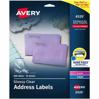 Avery Easy Peel High Gloss Clear Mailing Labels, 1 Pack — view 1