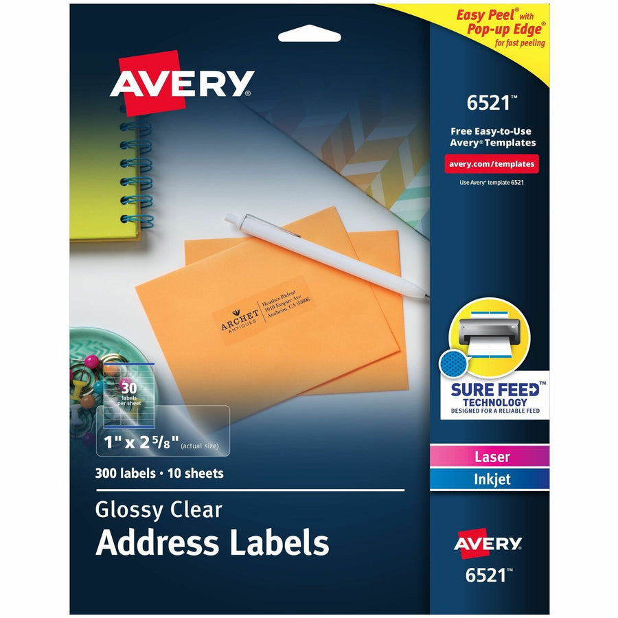 Avery Easy Peel High Gloss Clear Mailing Labels, 1 Pack — view 1