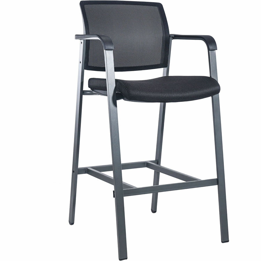 Lorell Mesh Back Guest Stool with Arms, 23.6" x 42.9", Padded Arm, LLR30954