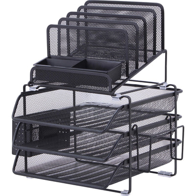 Lorell Divided 4-tier Desktop Organizer, Black, LLR95251