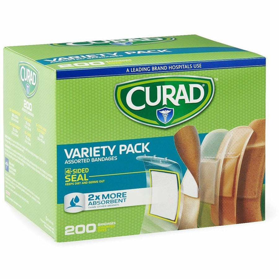 Medline Curad Variety Pack 4-sided Seal Bandages, Assorted, 200 / Box — view 1