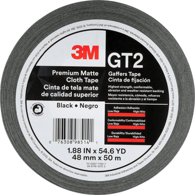 3M Gaffers Cloth Tape, Black, 1 Roll — view 1