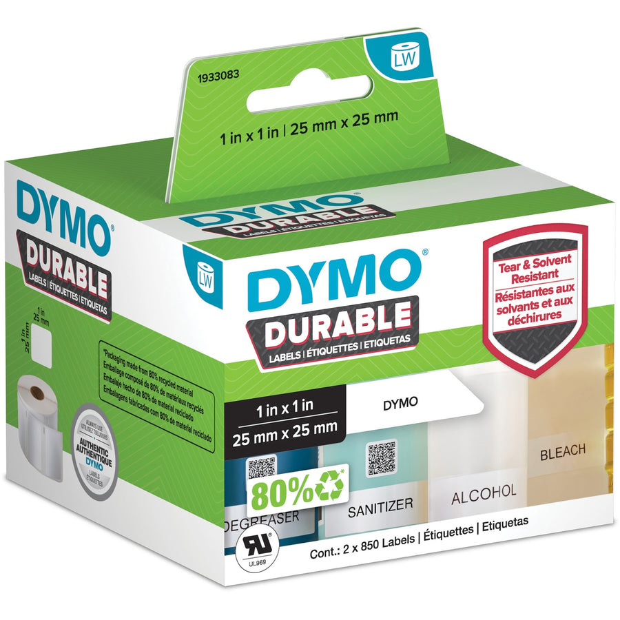 Dymo Multipurpose Label, White, Polypropylene, Coated Paper, DYM1933083