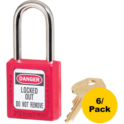 Master Lock Danger Red Safety Padlock, Durable, 6 / Pack, MLK410REDPK
