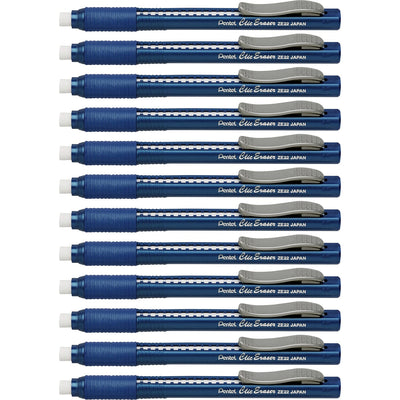 Pentel Rubber Grip Clic Eraser, Non-abrasive, 12 / Box, PENZE22CBX