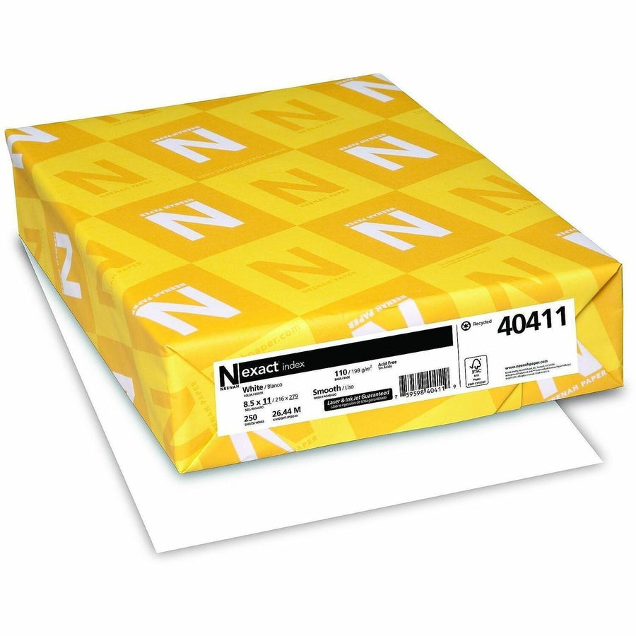 Neenah Index Paper - White, 8.5" x 11", 110 lb, Acid-free, 2 / Bundle, WAU40411BD