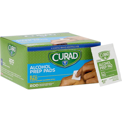 Medline Curad Sterile Alcohol Swabs, Green, 200 / Box — view 1
