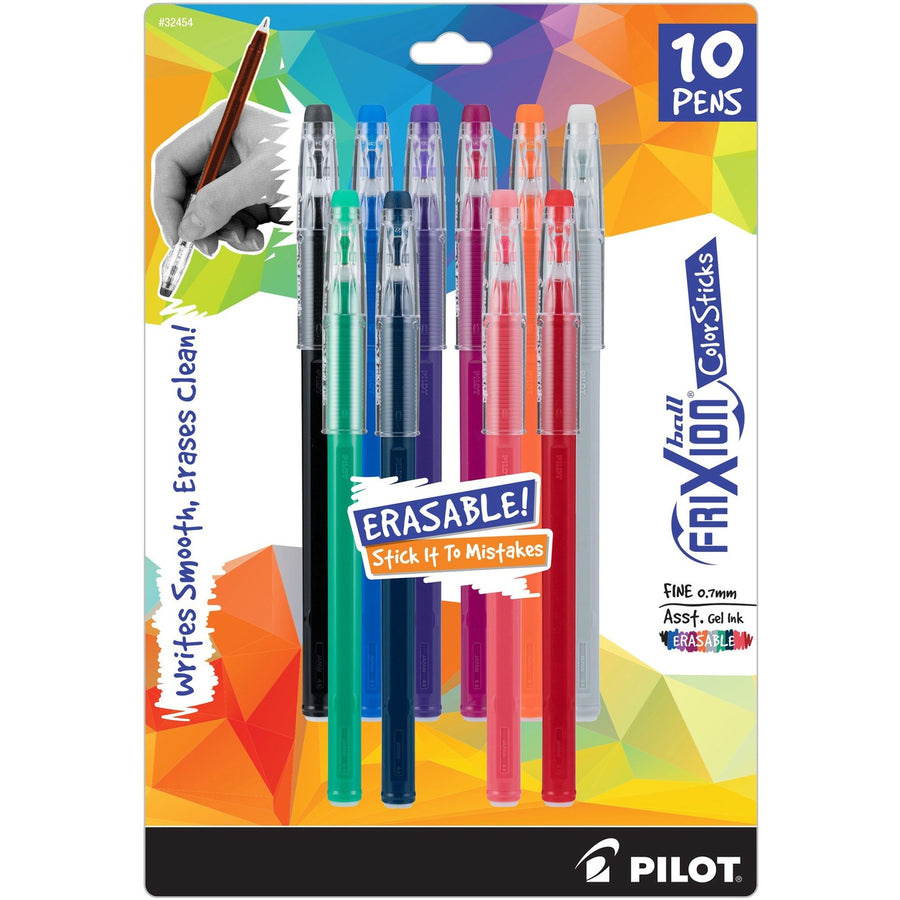Pilot Gel Ink Pens, FriXion Ball Clicker, Assorted, Thermosensitive Ink, 10 / Pack, PIL32454