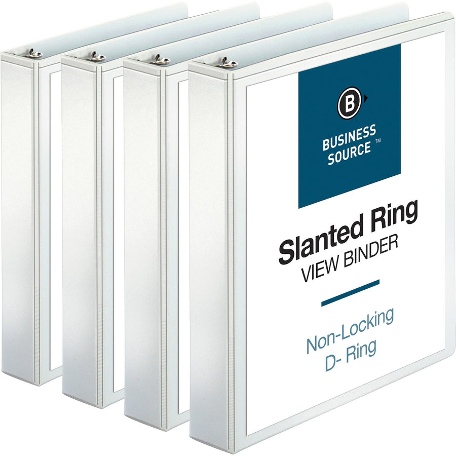 Business Source Basic D-Ring View Binders, White, 8 1/2" Width x 11" Length, 4 / Bundle — view 1