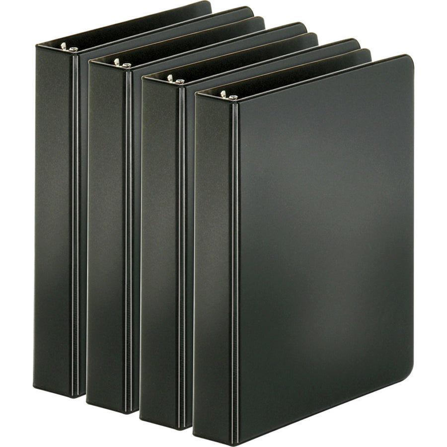 Business Source Basic Round Ring Binders, 5.5" x 8.5", Black, Polypropylene, 240, 4 / Bundle, BSN28523BD