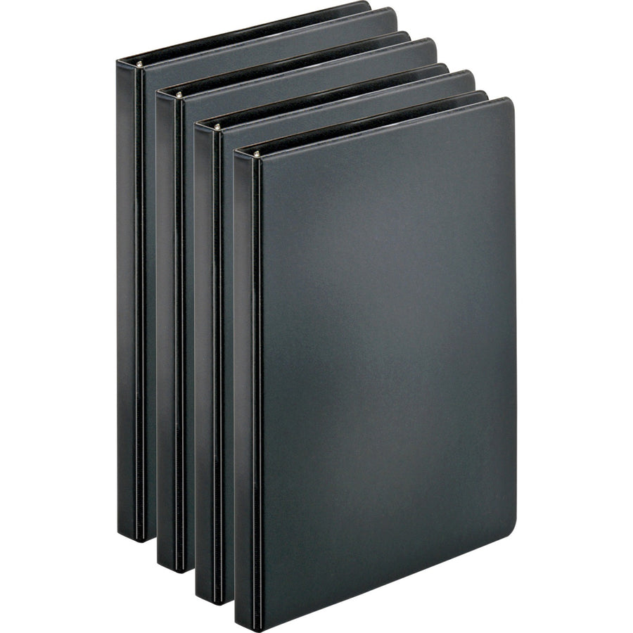 Business Source Basic Round Ring Binders, Black, 8 1/2" Width x 11" Length, 4 / Bundle — view 1