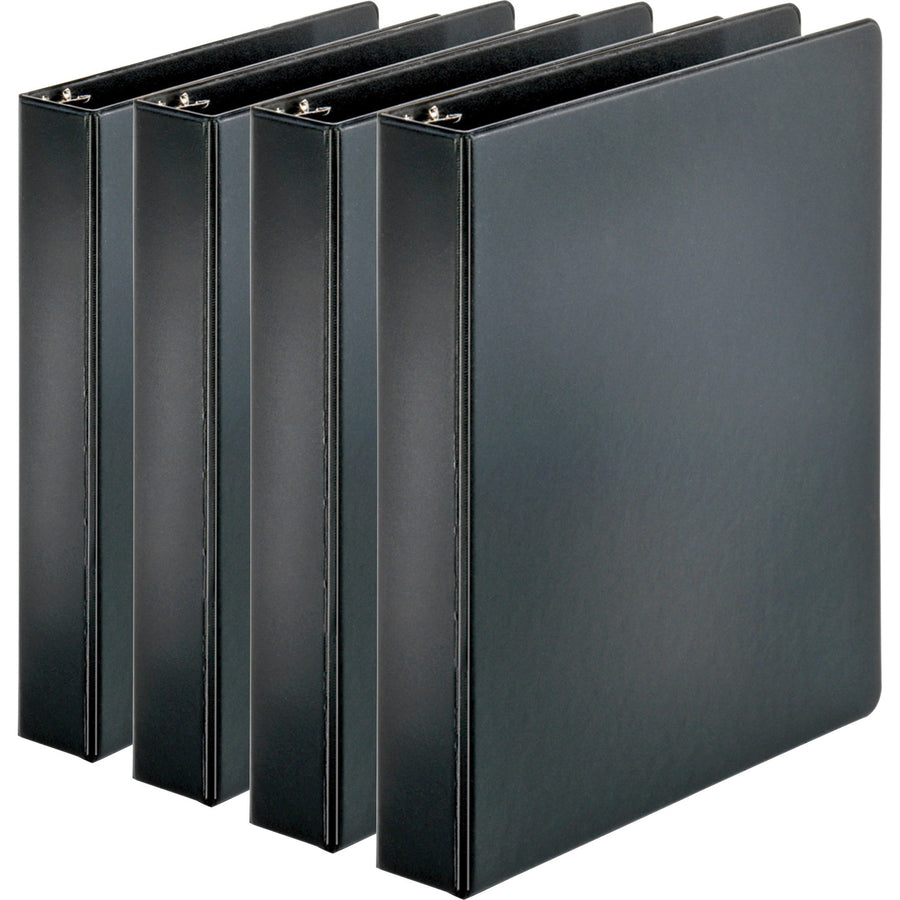 Business Source Basic Round Ring Binders, Black, 8 1/2" Width x 11" Length, 4 / Bundle — view 1