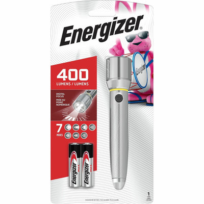 Energizer Vision HD Performance Metal Flashlight with Digital Focus, Chrome, Flood Light Mode, EVEEPMZH21E
