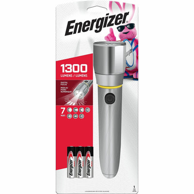 Energizer Vision HD Flashlight with Digital Focus, Chrome, Metal, Flood Light Mode, 1 / Pack, EVEEPMZH61E