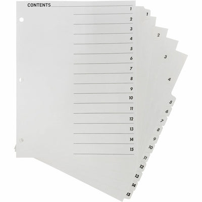 Business Source Table of Content Quick Index Dividers, White, 1 Set, BSN05857