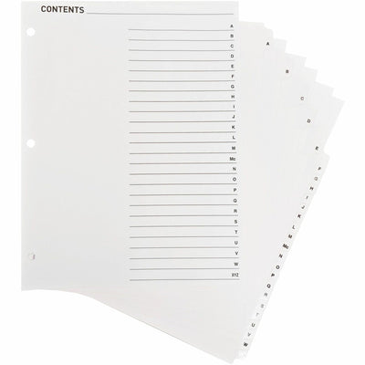 Business Source A-Z Tab Table of Contents Index Dividers, White, 1 Set, BSN05858
