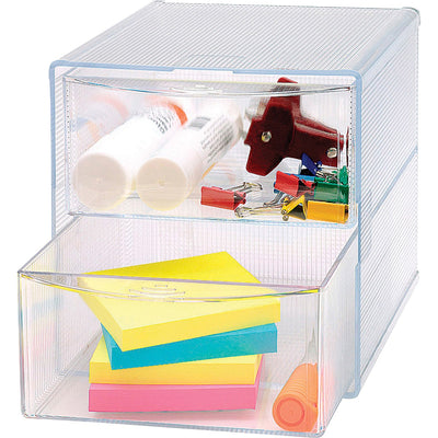 Business Source 2-drawer Storage Organizer, Clear, 4EA/CT — view 1