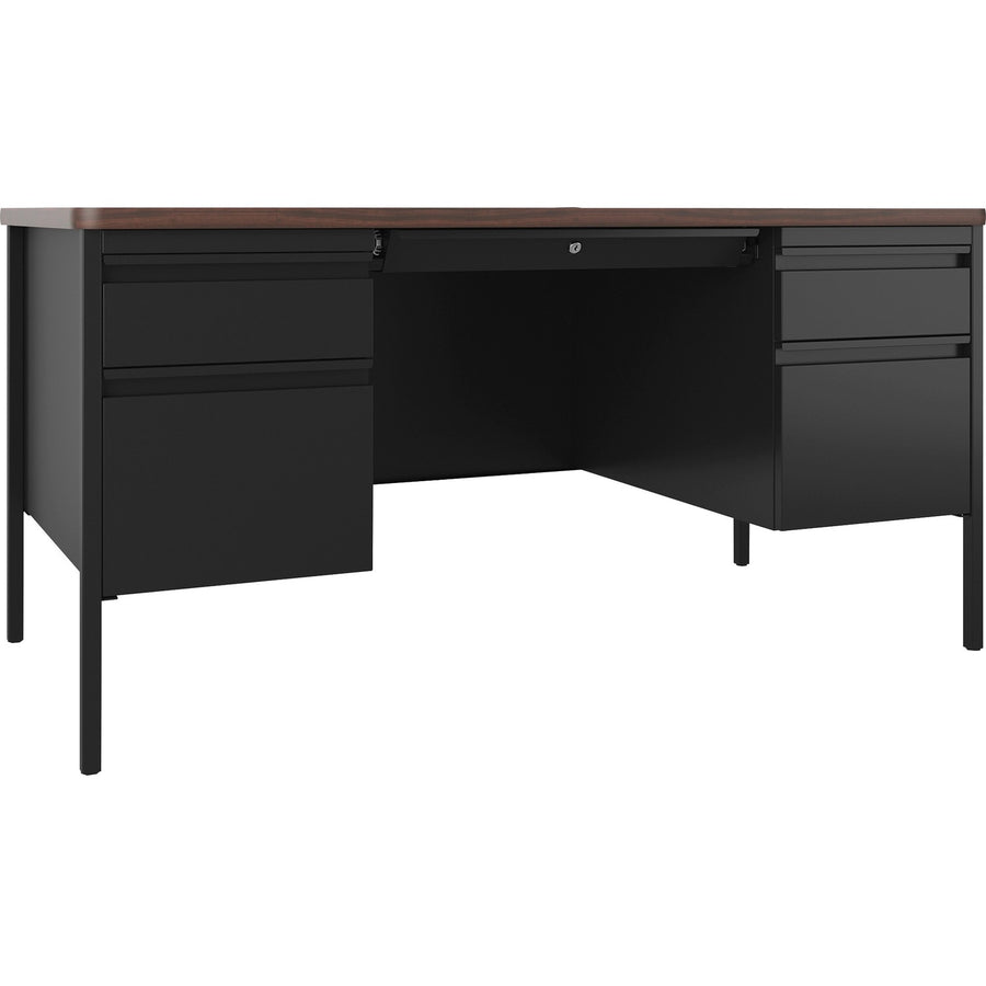 Lorell Fortress Series Double-Pedestal Teachers Desk, Sturdy, LLR66941