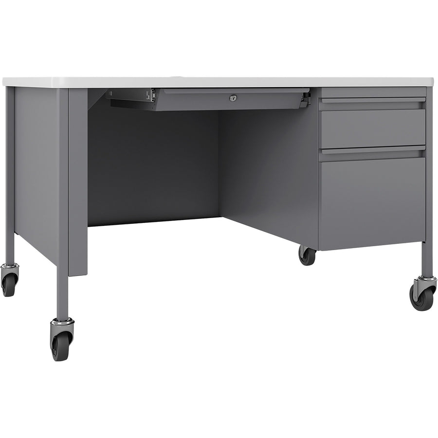 Lorell Fortress Series 48" Mobile Right-Pedestal Teachers Desk, Mobility, LLR66944