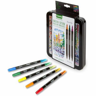 Crayola Brush & Detail Dual Tip Markers, 16 / Set, CYO586501