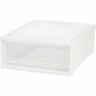 IRIS Stackable Storage Box Drawer, White, 4 / Carton, IRS129770