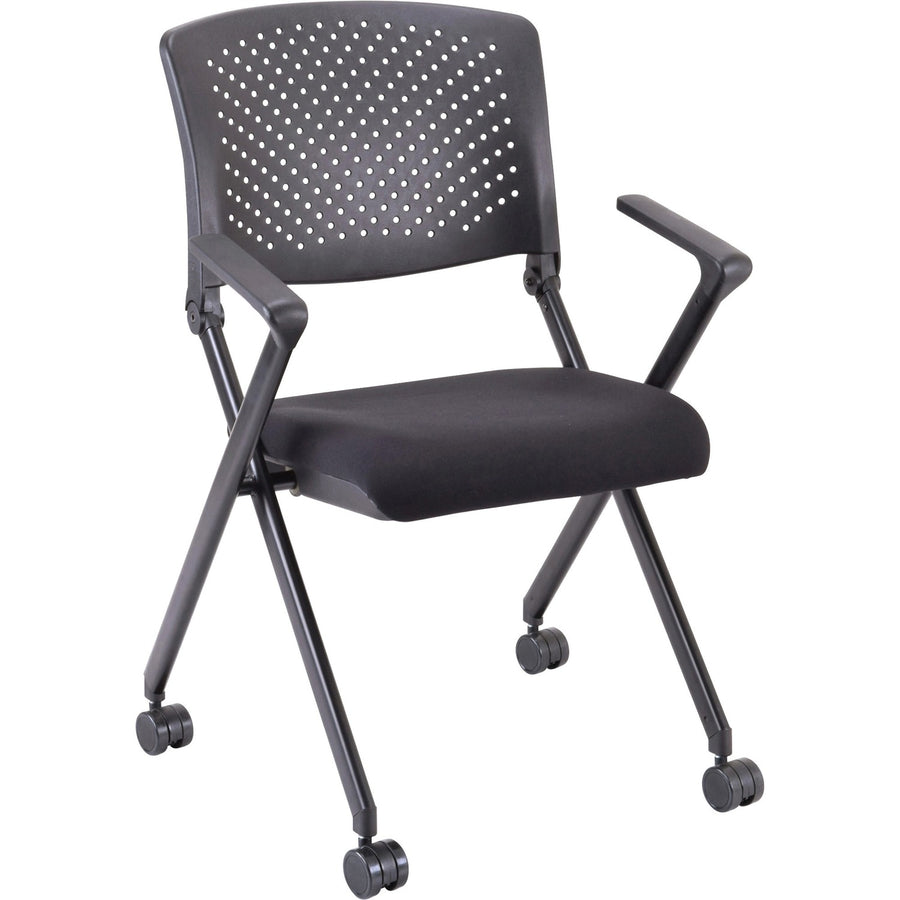 Lorell Upholstered Foldable Nesting Chairs with Arms, 24.4" x 35.4", Easy Clean, 2 / Carton, LLR41847