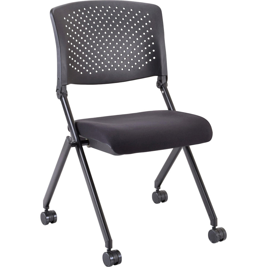 Lorell Upholstered Foldable Nesting Chairs, 24.4" x 35.4", Perforated, 2 / Carton, LLR41848