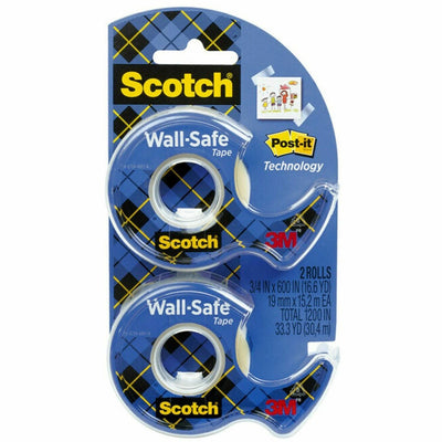 3M Scotch Wall-Safe Tape, Translucent, 1 Pack, MMM183DM2