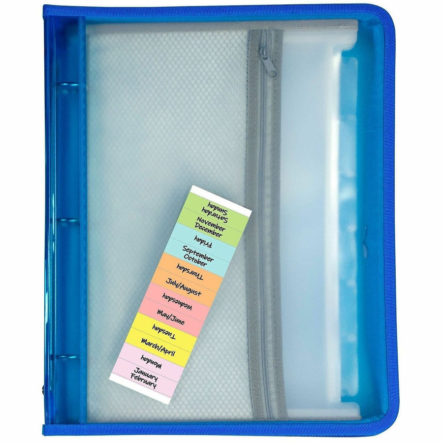 C-Line Expanding File Zippered Binder, 11" x 2", Blue, Pencil Holder, CLI48115