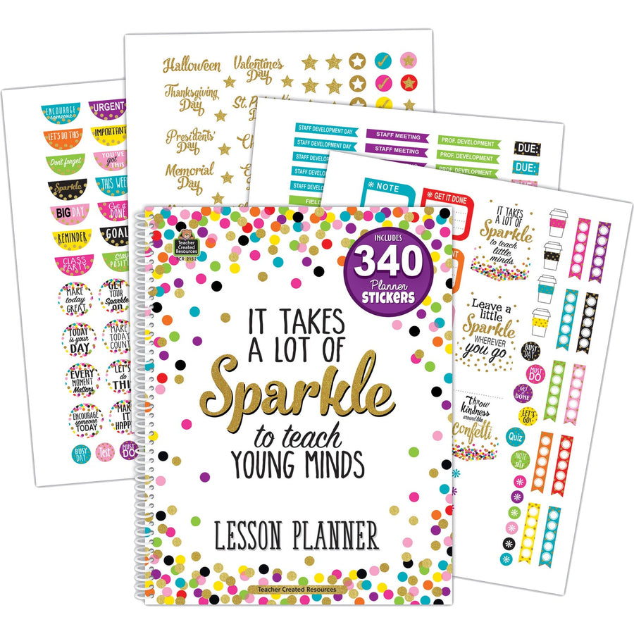Teacher Created Resources Confetti Lesson Planner, 40 Week, 8.5" x 11", Wire Bound, Event Planning Sheet, TCR2152