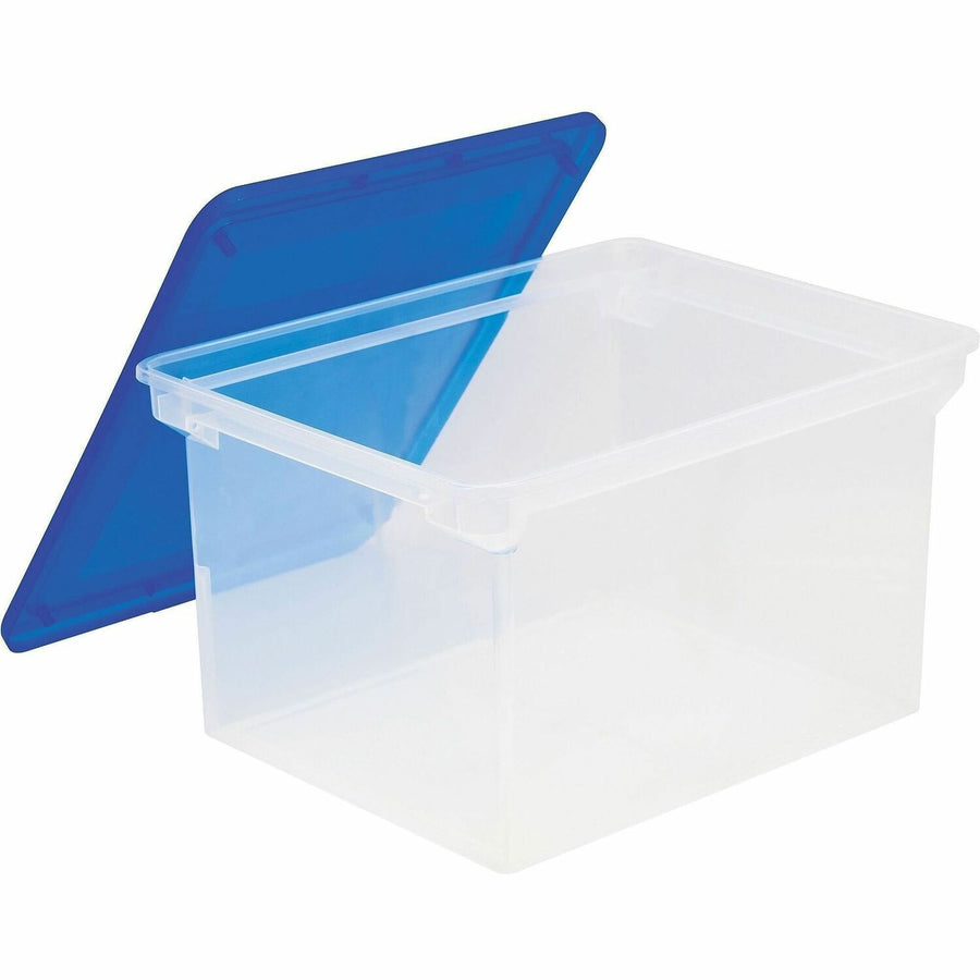 Storex Plastic File Tote Storage Box, 14" x 10.5", Clear, Portable, 4 / Carton, STX61508U04C