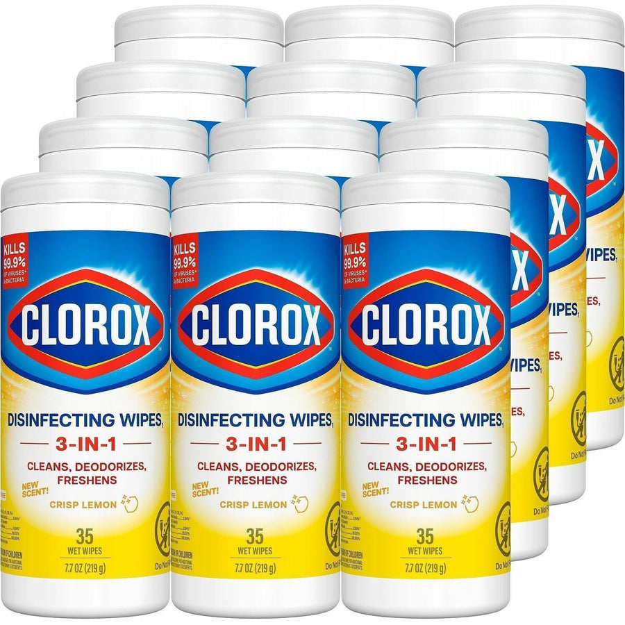 Clorox Disinfecting Cleaning Wipes, Commercial Solutions, Yellow, Bleach-free, 35 / Bundle, CLO01594BD