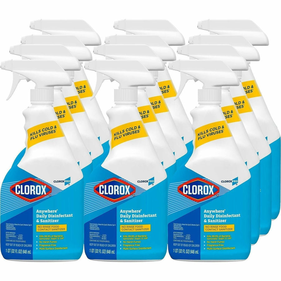 CloroxPro™ Anywhere Daily Disinfectant and Sanitizer, Clear, Residue-free, 2 / Pallet, CLO01698PL