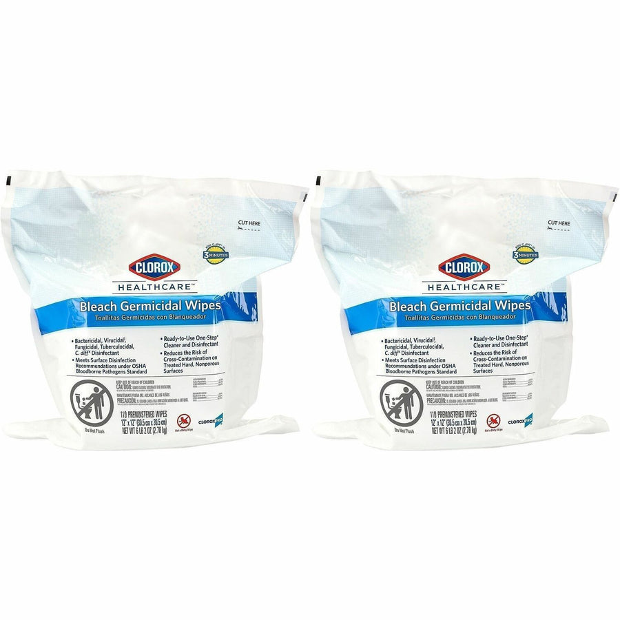 Clorox Healthcare Bleach Germicidal Wipes Bucket Refill, White, Anti-corrosive, 2 / Pallet, CLO30359PL