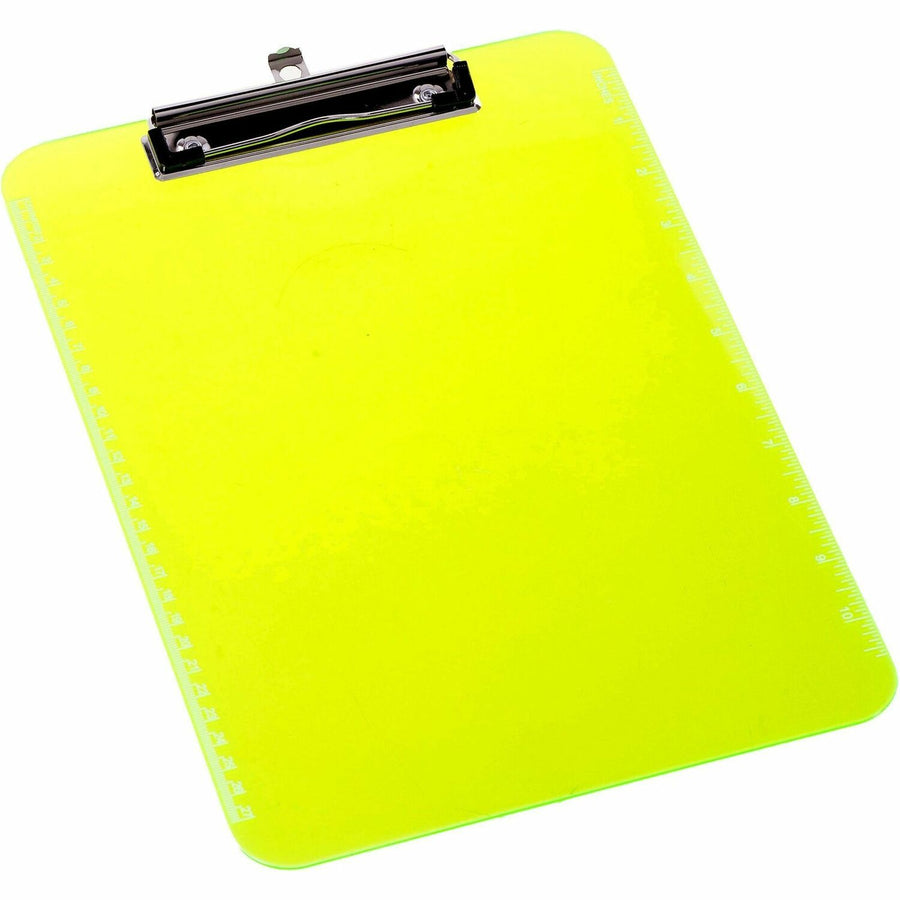 Business Source Flat Clip Clipboard, Neon, Green, 9" Width x 12" Length, 6 / Bundle — view 1
