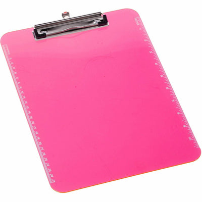Business Source Flat Clip Clipboard, Neon Pink, 9" Width x 12" Length, 6 / Bundle — view 1