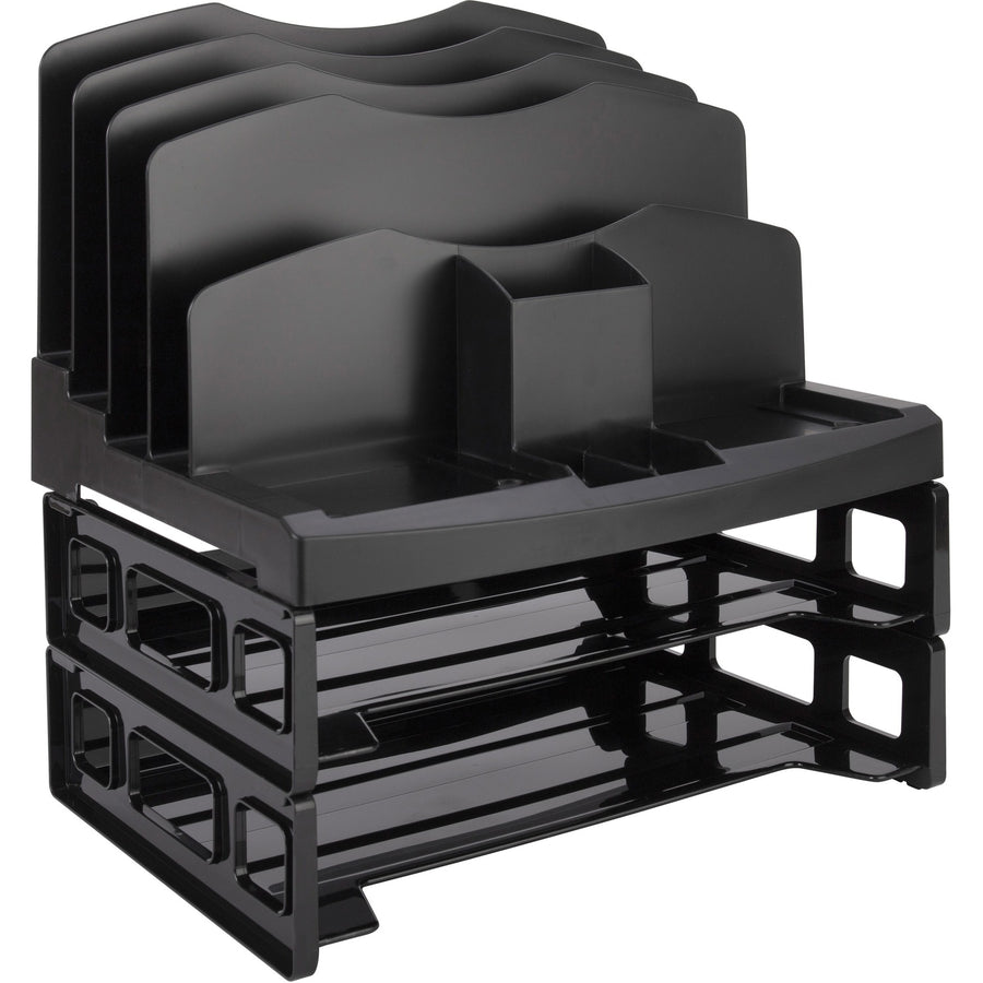 Business Source Smart Sorter Letter Tray/Organizer, Black, 1 Box — view 1
