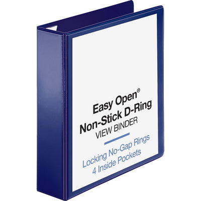 Business Source Easy Open Nonstick D-Ring View Binder, Navy, 8 1/2" Width x 11" Length, 12EA/CT — view 1