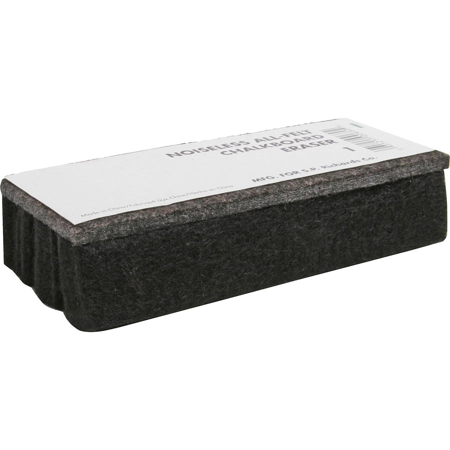 Lorell Chalkboard Eraser, 6" x 2", Black, Felt, Dustless, LLR1