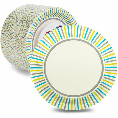 Genuine Joe 7" Printed Paper Plates, Assorted, 4 / Carton, GJO10321CT