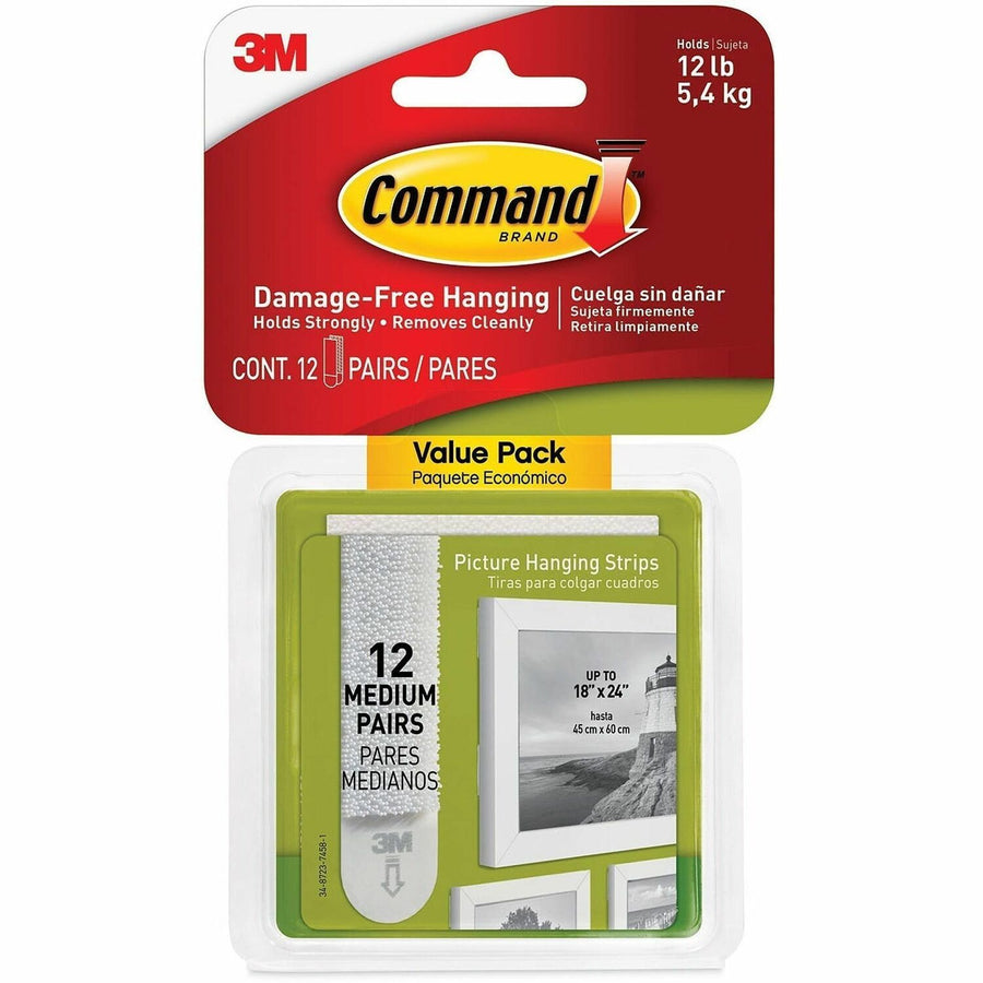 Command Medium Picture Value Pack Hanging Strips, White, 12 / Pack, MMM1720412ES