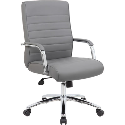 Norstar Office Boss Modern Executive Conference Chair-Ribbed Grey, Ribbed Gray, /CT — view 1