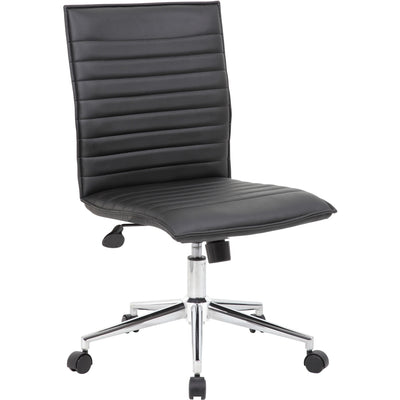 Norstar Office Boss Black Vinyl Armless Hospitality Chair, BOPB9534CBK