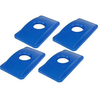 Genuine Joe 23-gallon Recycling Bin Round Cutout Lid, Blue, 4 / Carton, GJO98219CT