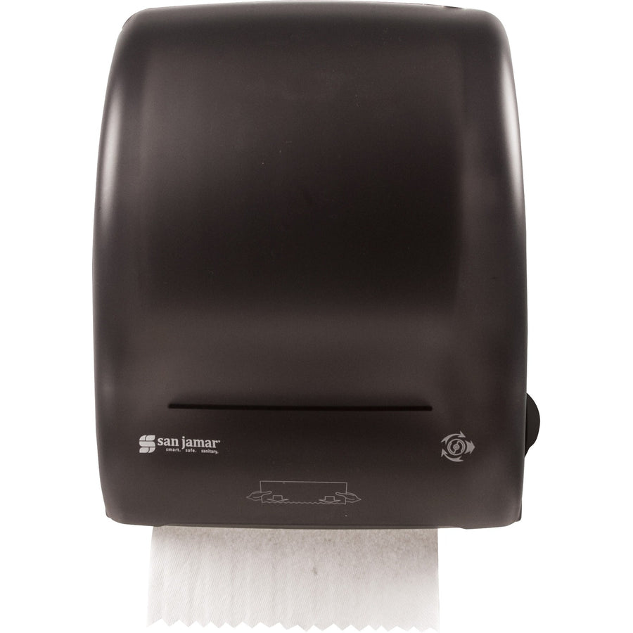 San Jamar Simplicity Essence Roll Towel Dispenser, 12.4" x 15.1", Black Pearl, 1 x Roll, Easy-to-load, SJMT7400TBK