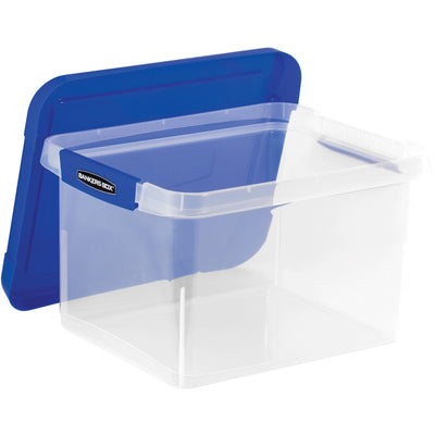 Fellowes Bankers Box Heavy Duty Letter/Legal Plastic File Box 2 Pack, Blue, FEL0086202