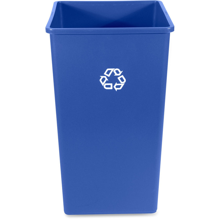Rubbermaid Commercial 50-Gallon Square Recycling Container, Untouchable, 19.5" x 34.3", Blue, Resin, Compact, RCP395973BE